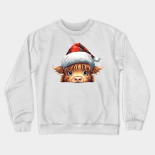 Christmas Peeking Baby Highland Cow Crewneck Sweatshirt